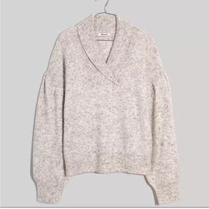 Madewell Vinson Shawl Collar Sweater Heather Grey Drop Shoulder Small